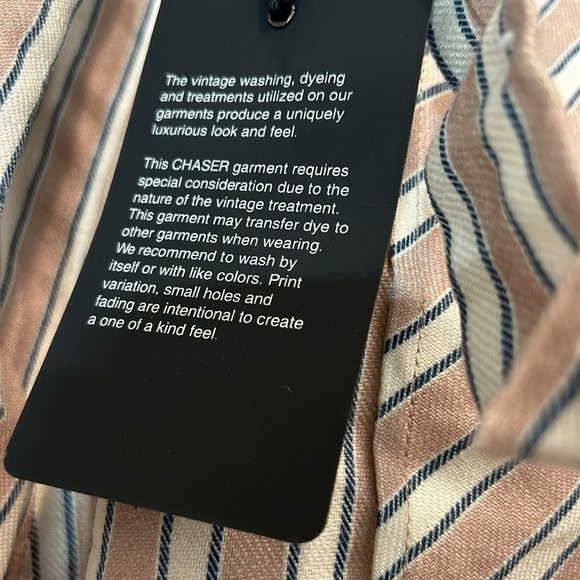 New Chaser x Revolve Wide leg linen blend striped beach pants tan/blue/egg shell - Picture 5 of 11